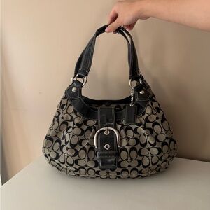 Coach Black and grey Signature Shoulder Hobo